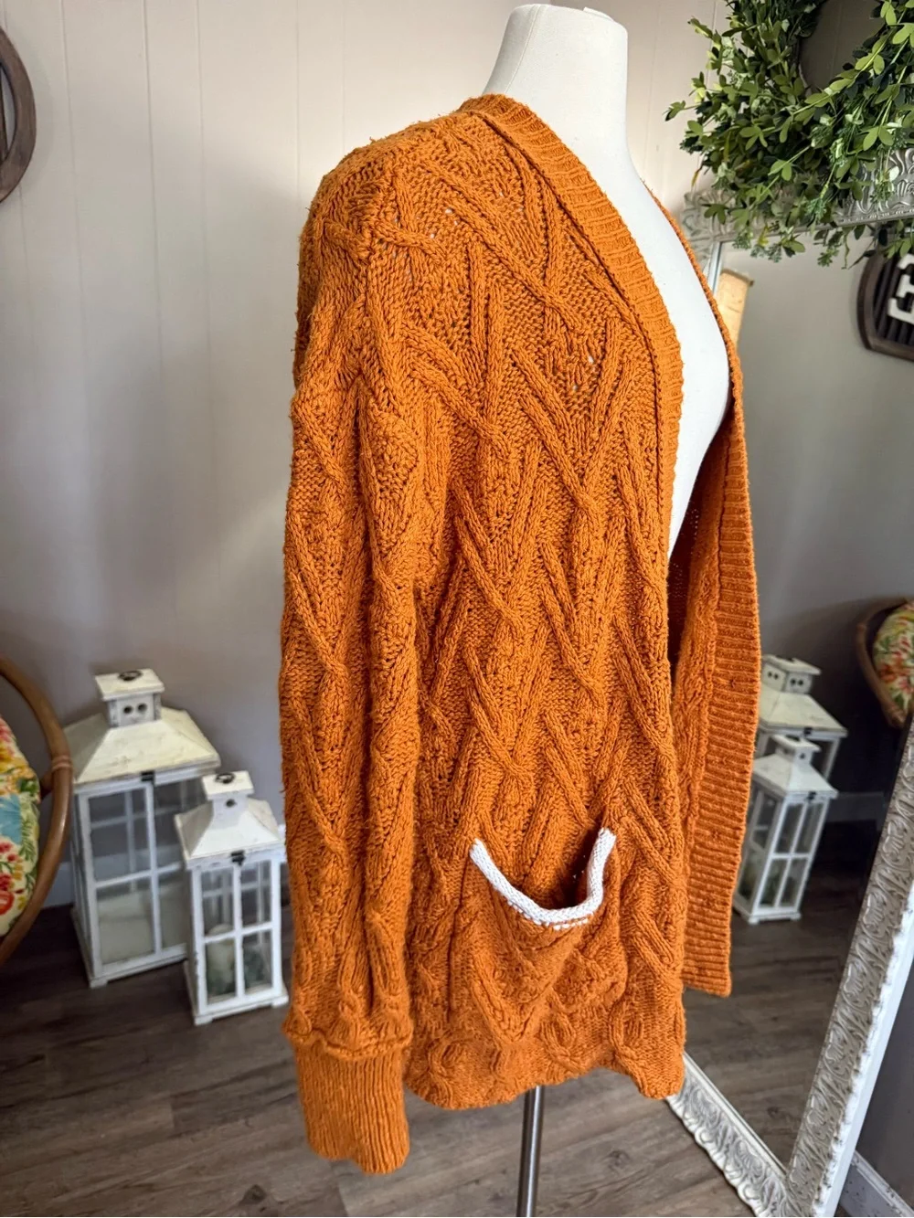Free People • Burnt Orange Montana Cable Knit Cardigan